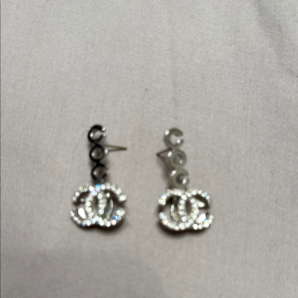 Adidas Silver Dangle Earrings with Sparkling Crystals